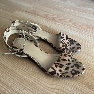 a new day Animal Print Suede Low Block Sandals Women’s 7